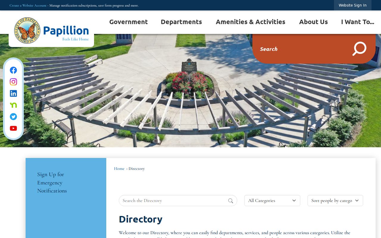 Papillion neighbors research: city staff directory search page