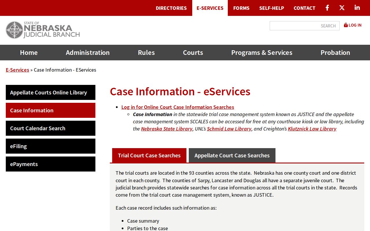Papillion resident lookup through Nebraska JUSTICE and eServices
