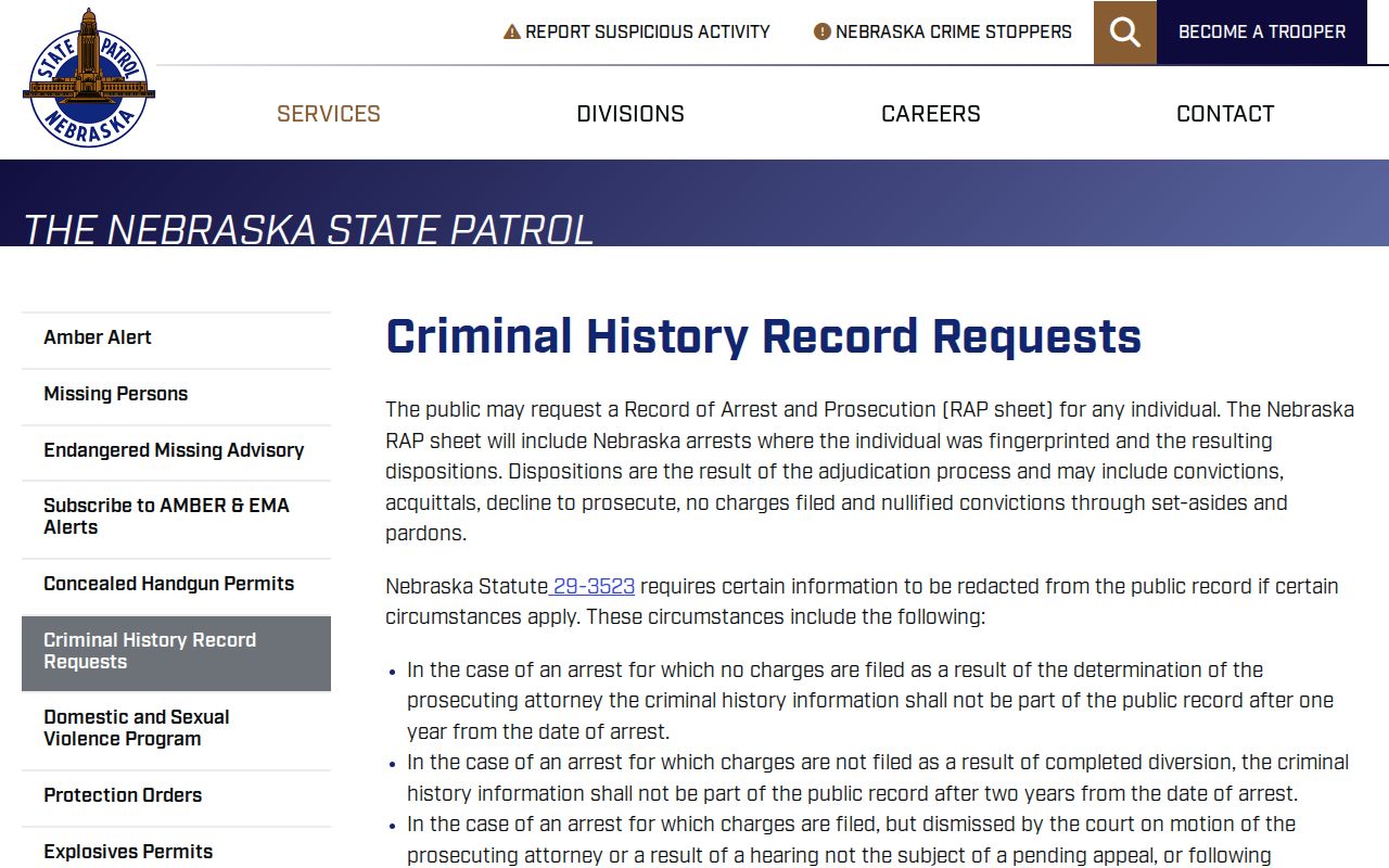 Papillion resident lookup public-safety route through Nebraska criminal history requests