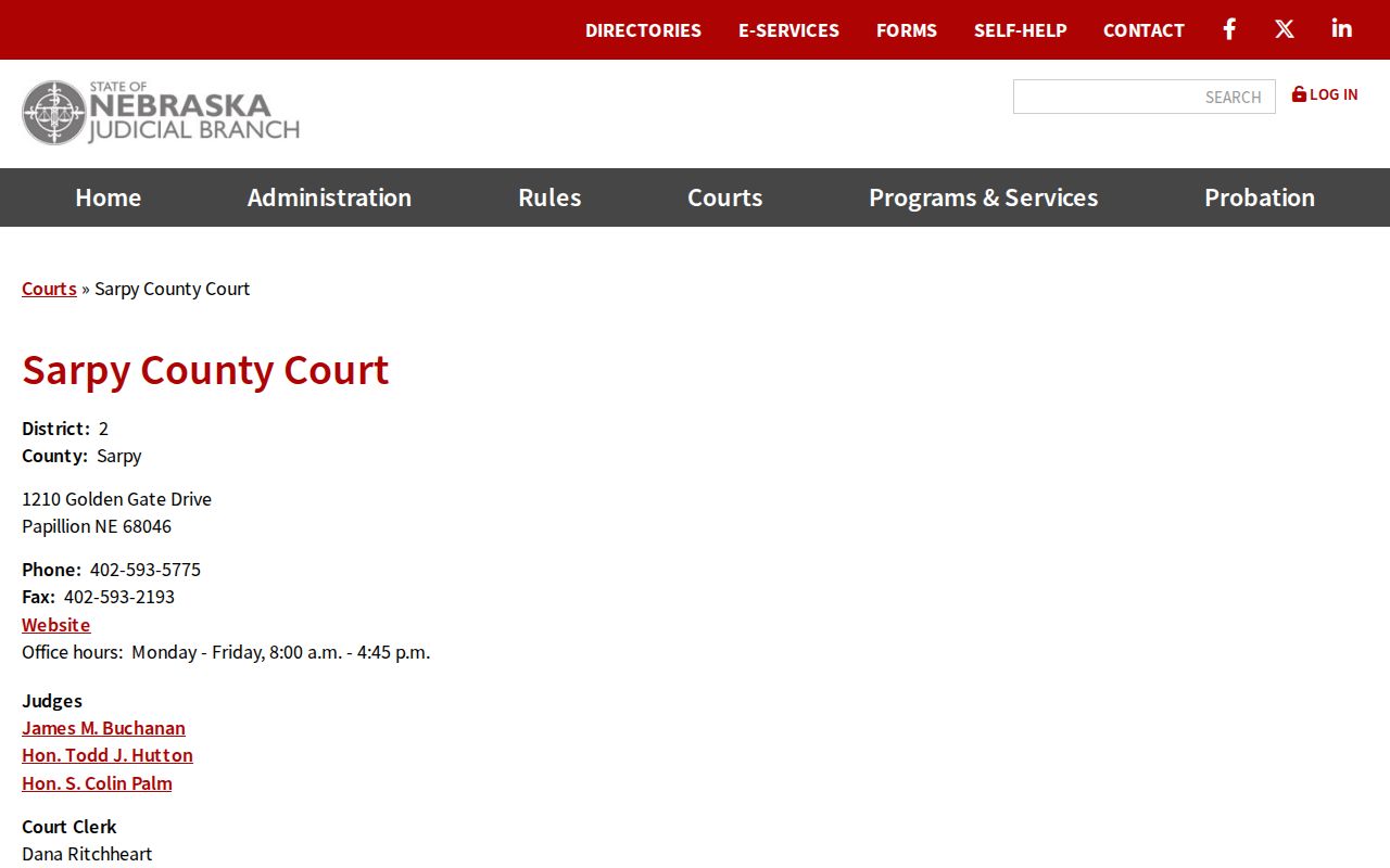 Papillion resident lookup information from Sarpy County Court
