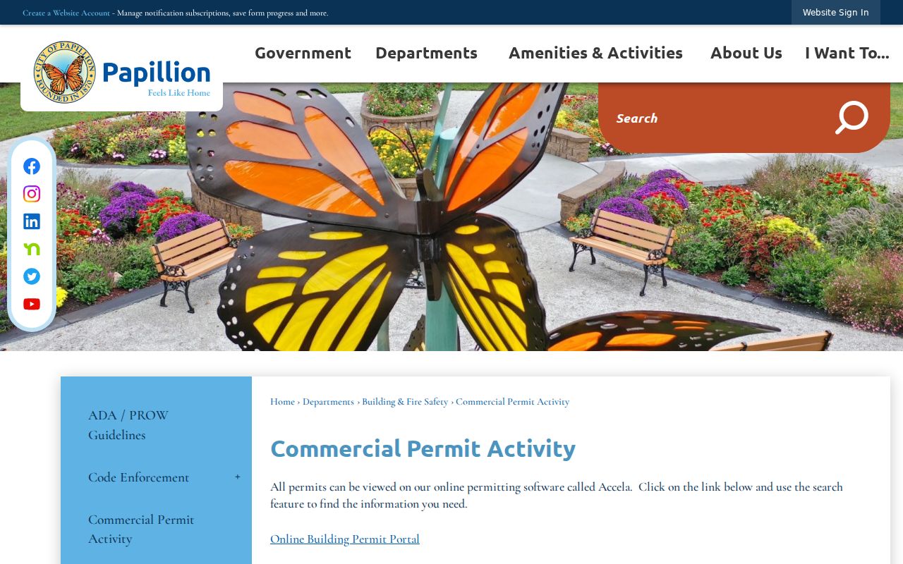 Papillion street directory view of Commercial Permit Activity