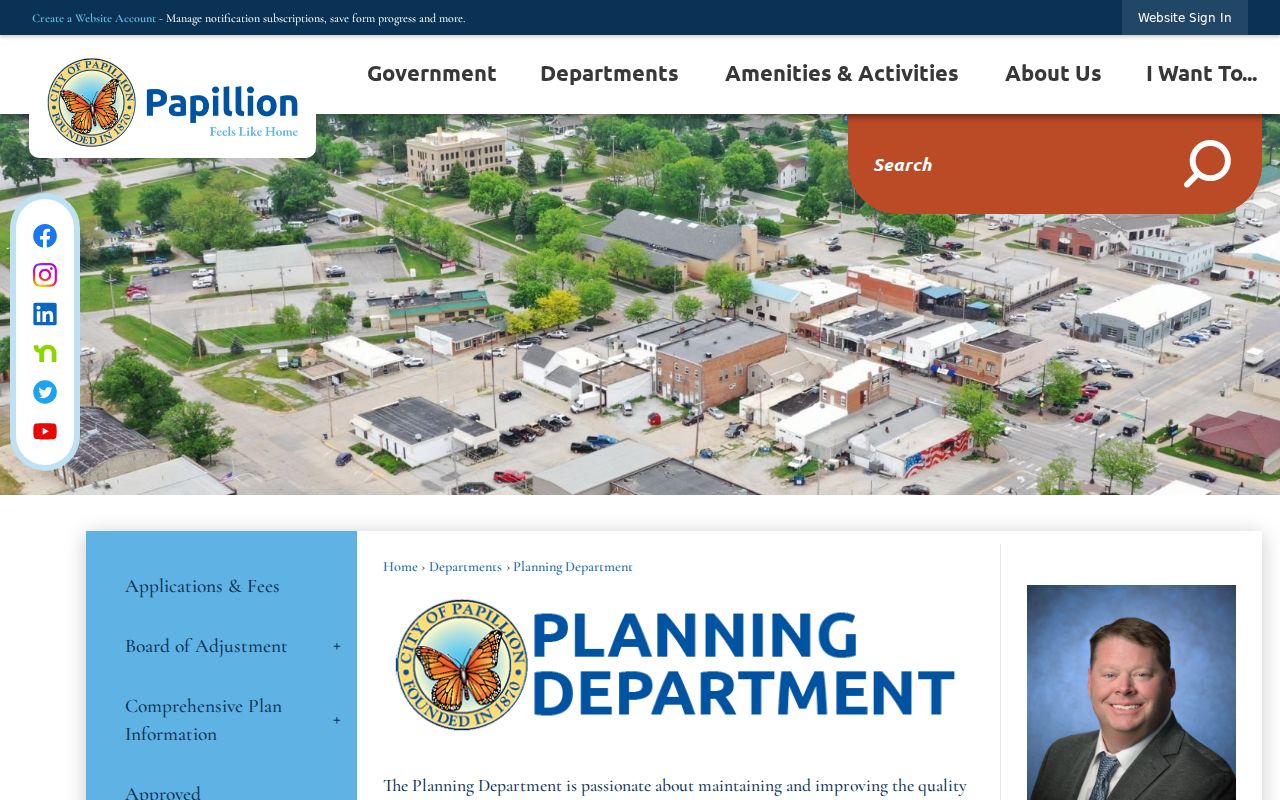 Papillion street directory view of the Planning Department
